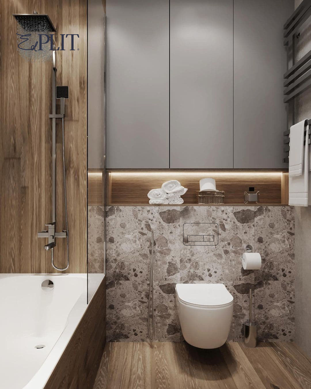 Touch-activated hidden flush button M2 concealed behind tile