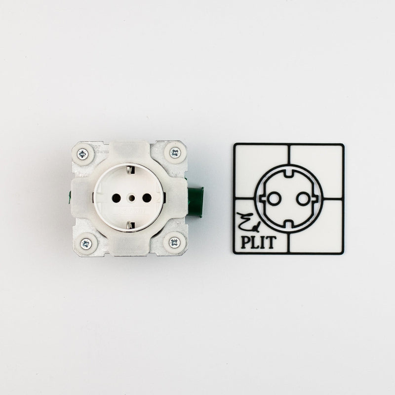 EDPLIT Invisible Socket Outlet system components – includes mounting frame and adjustment tools.