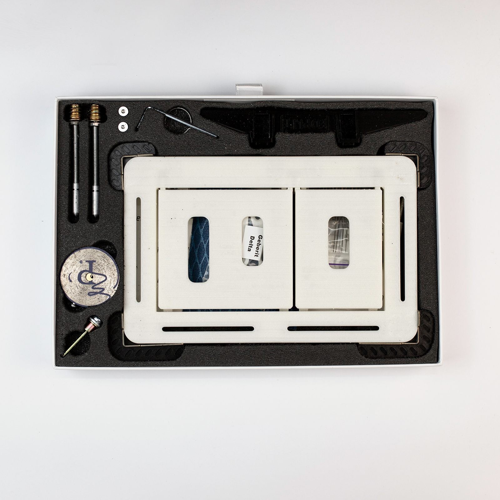 EDPLIT M3 flush button components for GROHE systems – includes mechanism, adjustment tools, and installation parts.