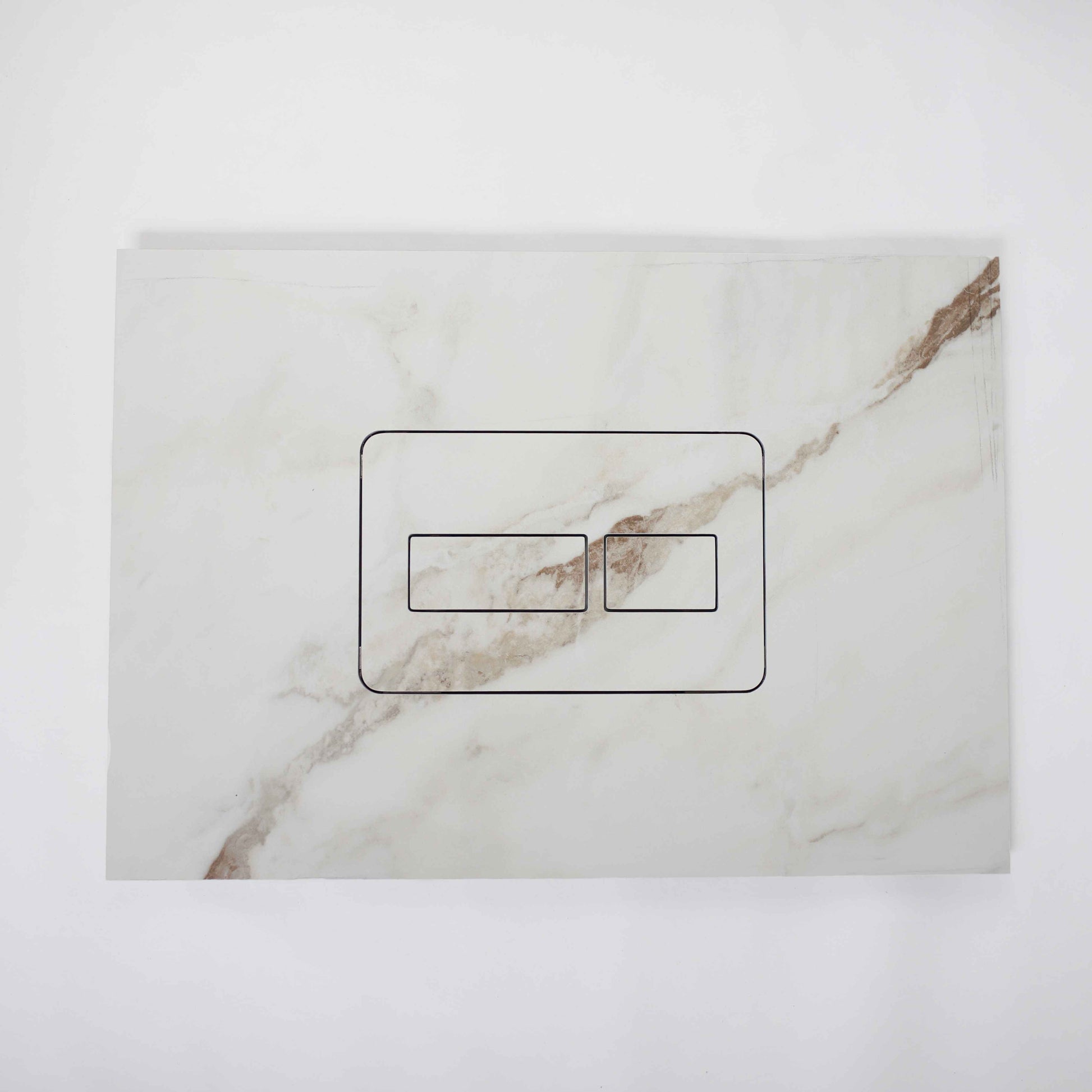 Invisible toilet flush button M2 integrated into ceramic tiles for modern bathrooms
