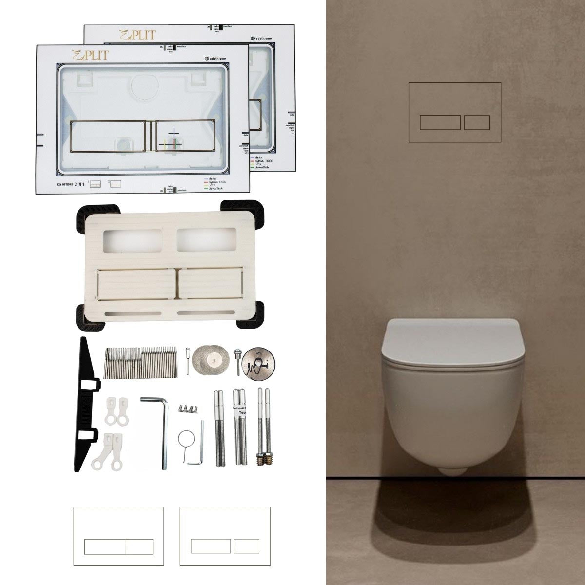 Edplit Invisi Tile Touch M2 hidden flush button seamlessly integrated into tile surface