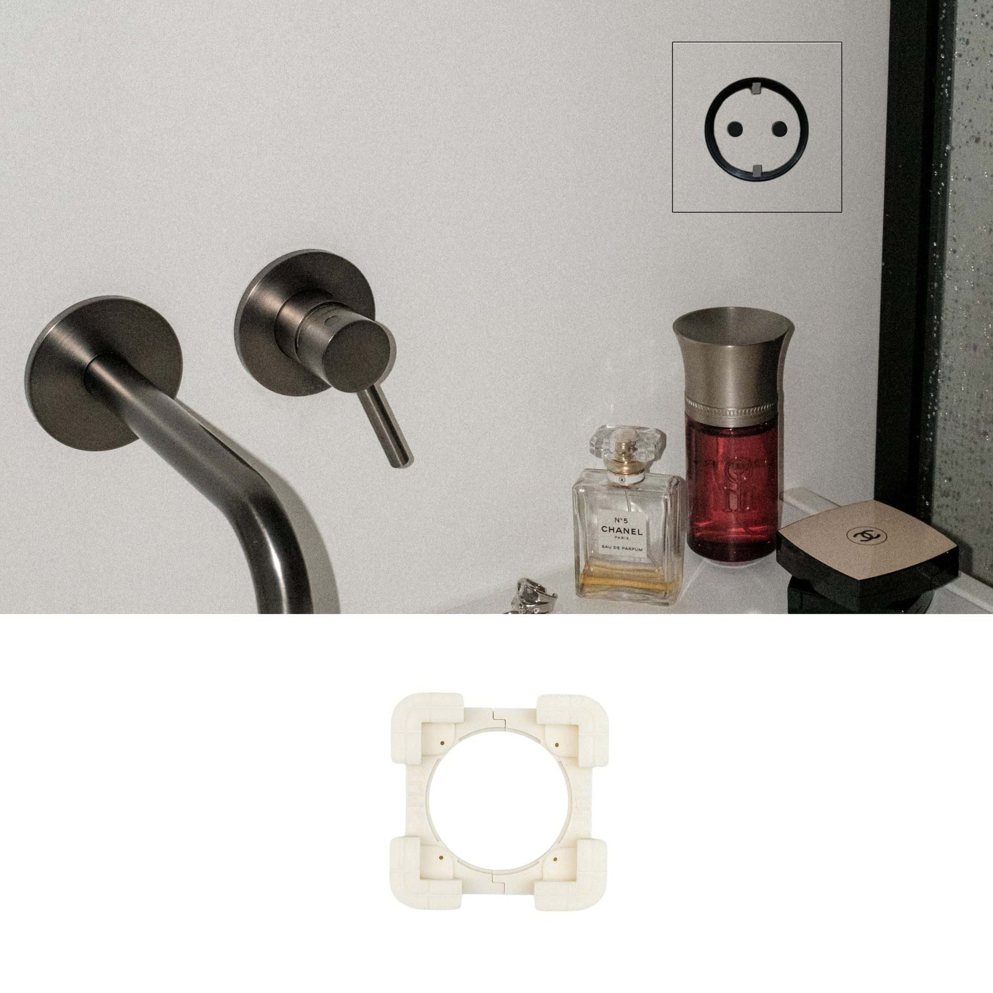 Contemporary bathroom showcasing EDPLIT Invisible Socket Outlet & Push Switch System for a clean, modern look.