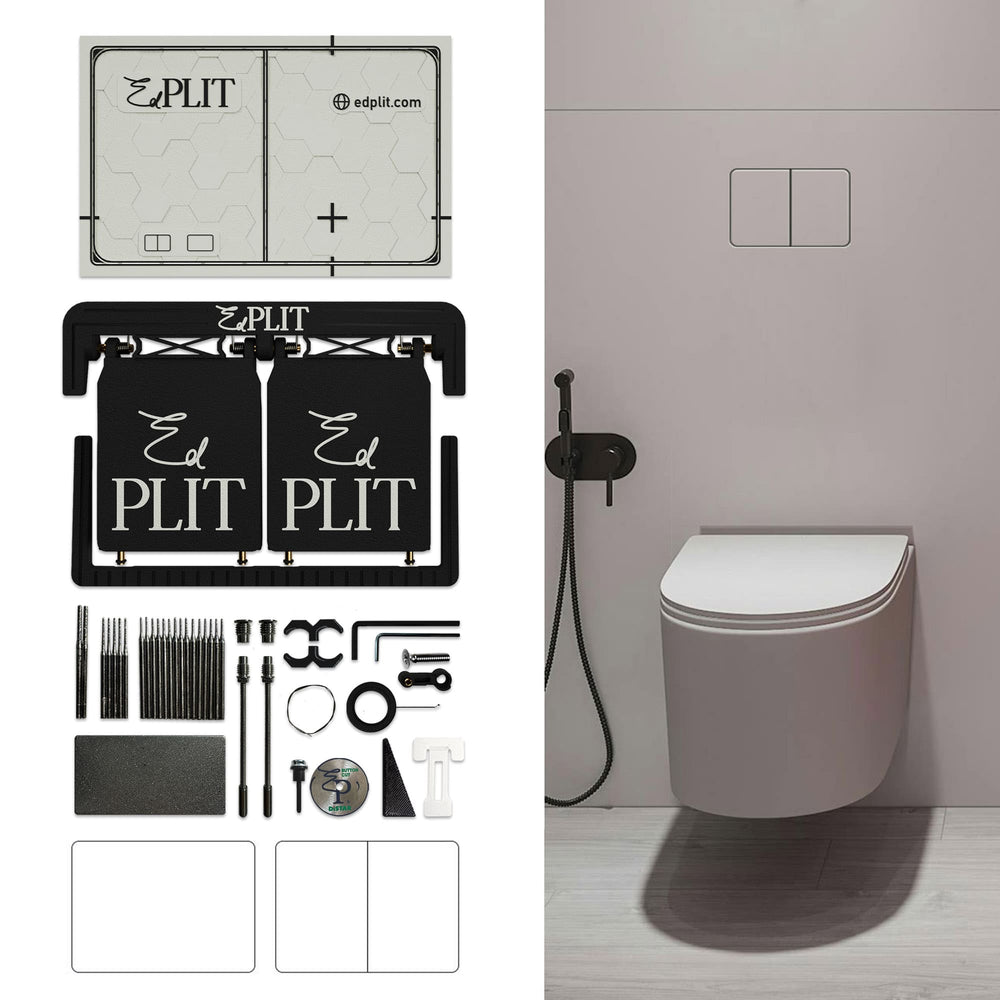 EDPLIT hidden flush plate M4 kit with consumables and installed example