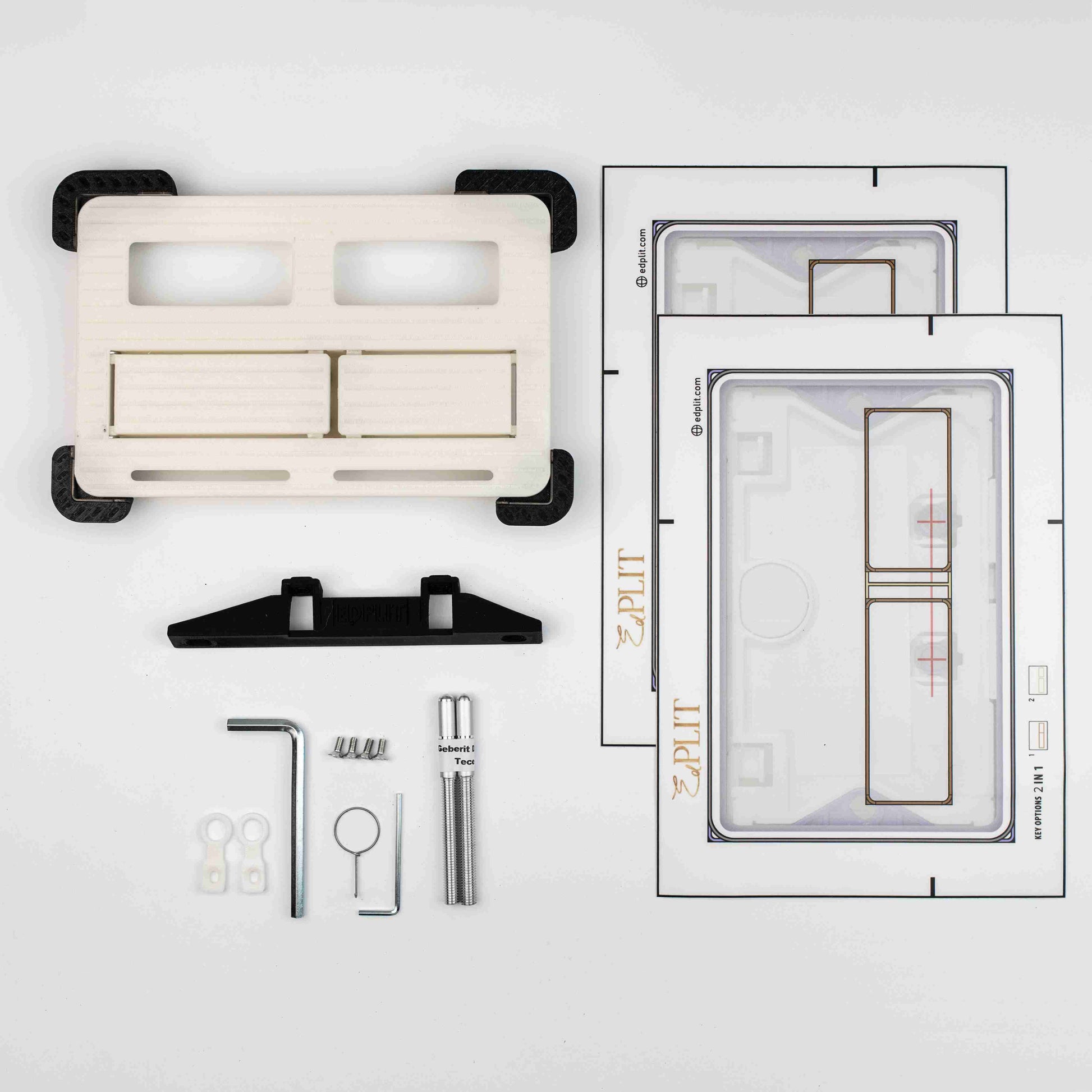 Toilet with Edplit Invisi Tile Touch M2 hidden flush button built into tiles