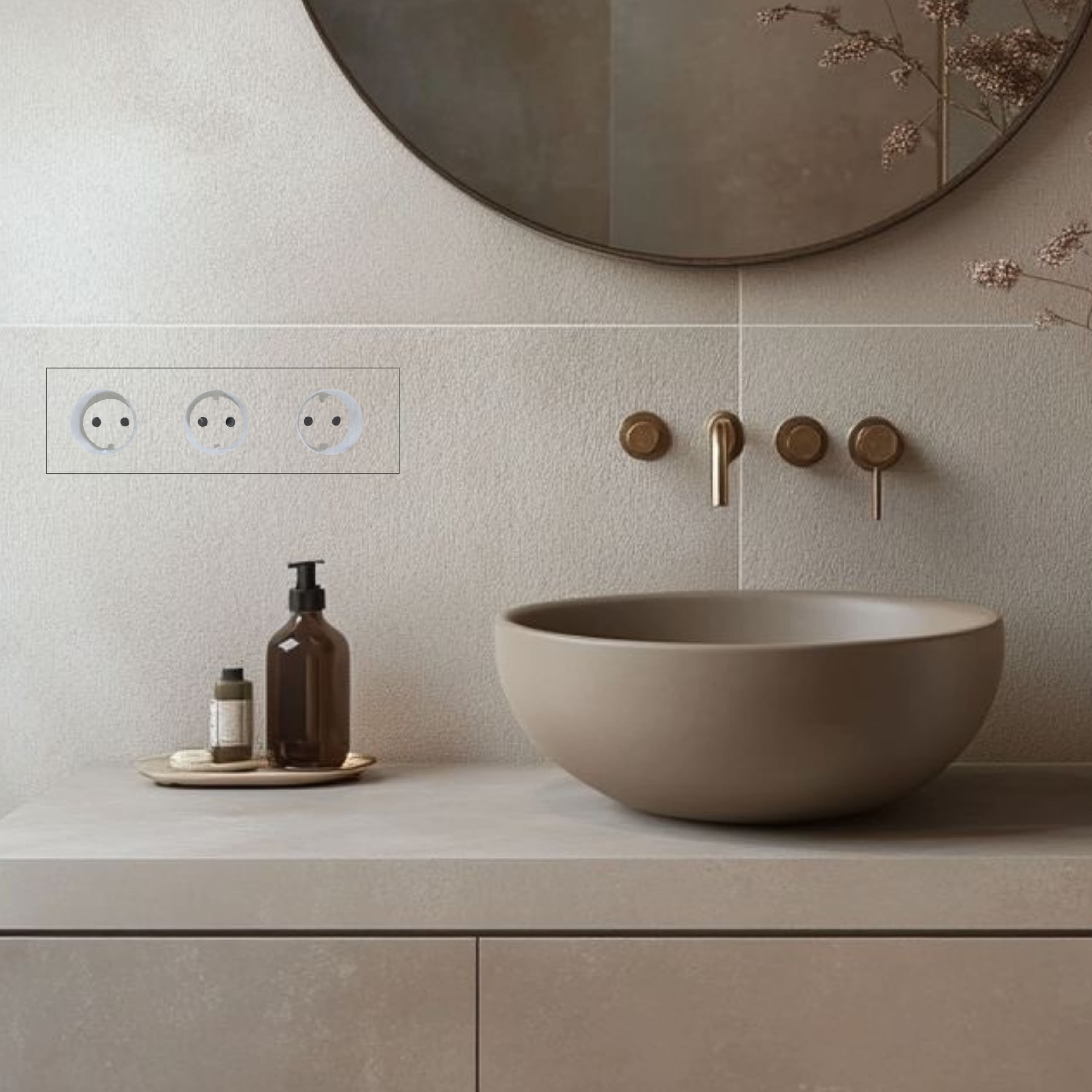 Modern bathroom accessories and tiling tools – wall-mounted faucet, round sink, and minimalist design by Edplit