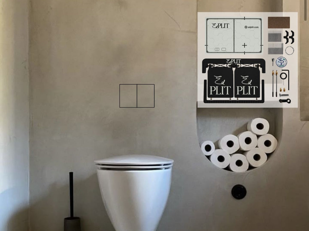 EDPLIT M4 hidden frameless flush button installed in seamless tiled wall