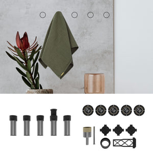  Edplit hidden towel holder set integrated into tile wall – minimalist towel hook design.