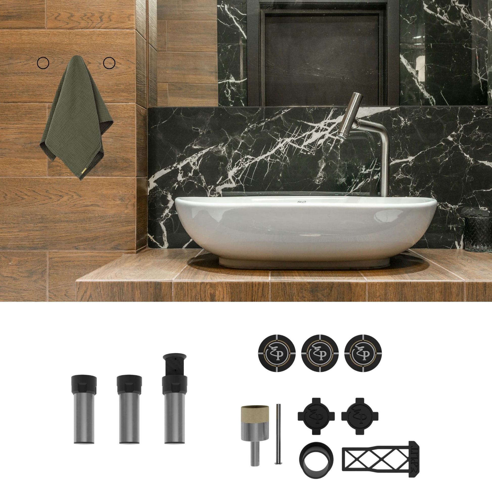 Hidden towel holder set by Edplit – seamless, modern wall-mounted towel hook.