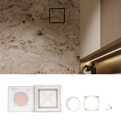 Edplit concealed fan mounting kit components laid out — frame, fixings and mounting parts.