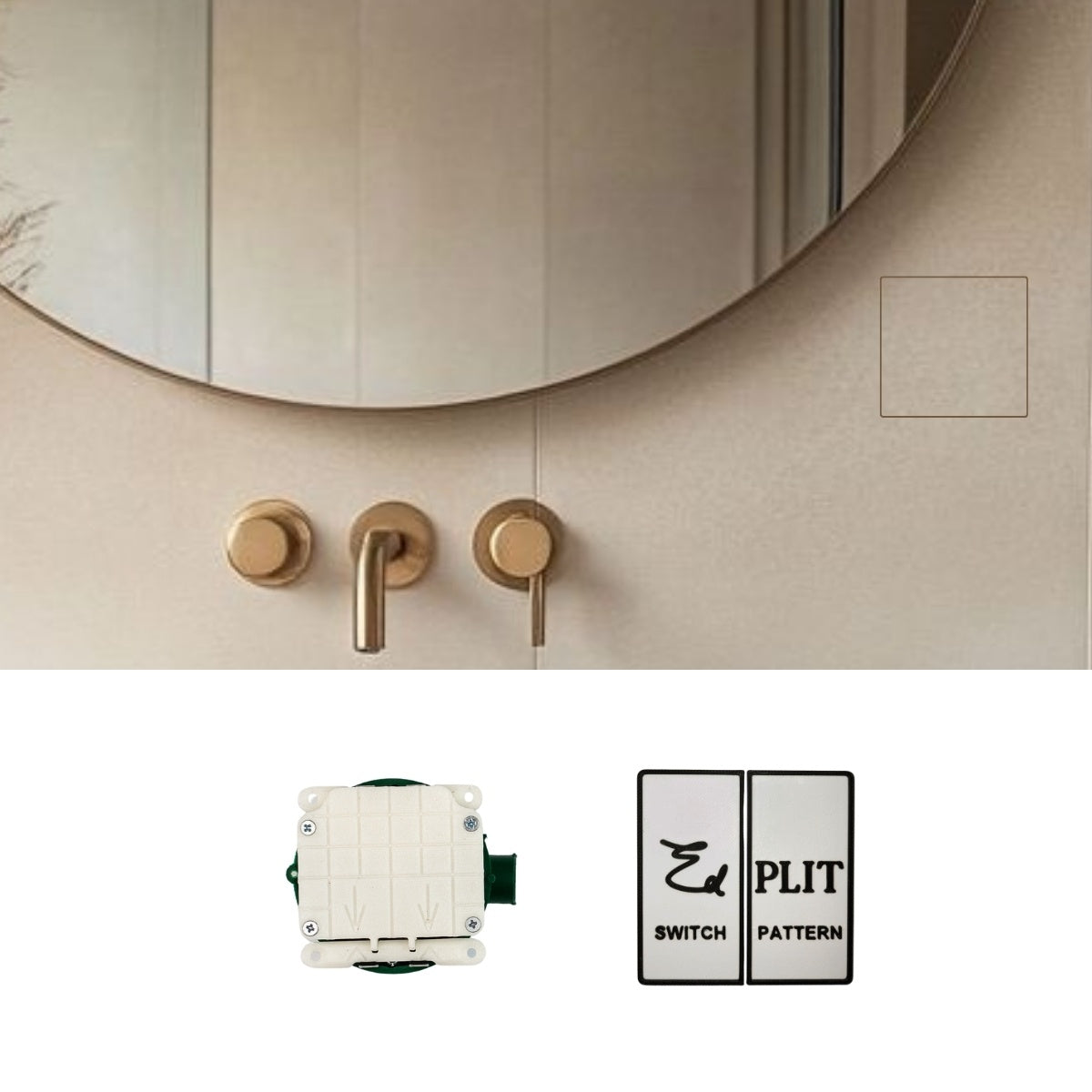 Close-up of EDPLIT Invisible Push Switch activated by tile touch, part of the Invisible Socket Outlet system.