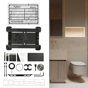 EDPLIT hidden flush plate M2 Pro kit with consumables and installed example