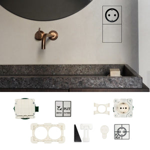 EDPLIT invisible socket outlet and push switch system kit for tiled walls with installation components
