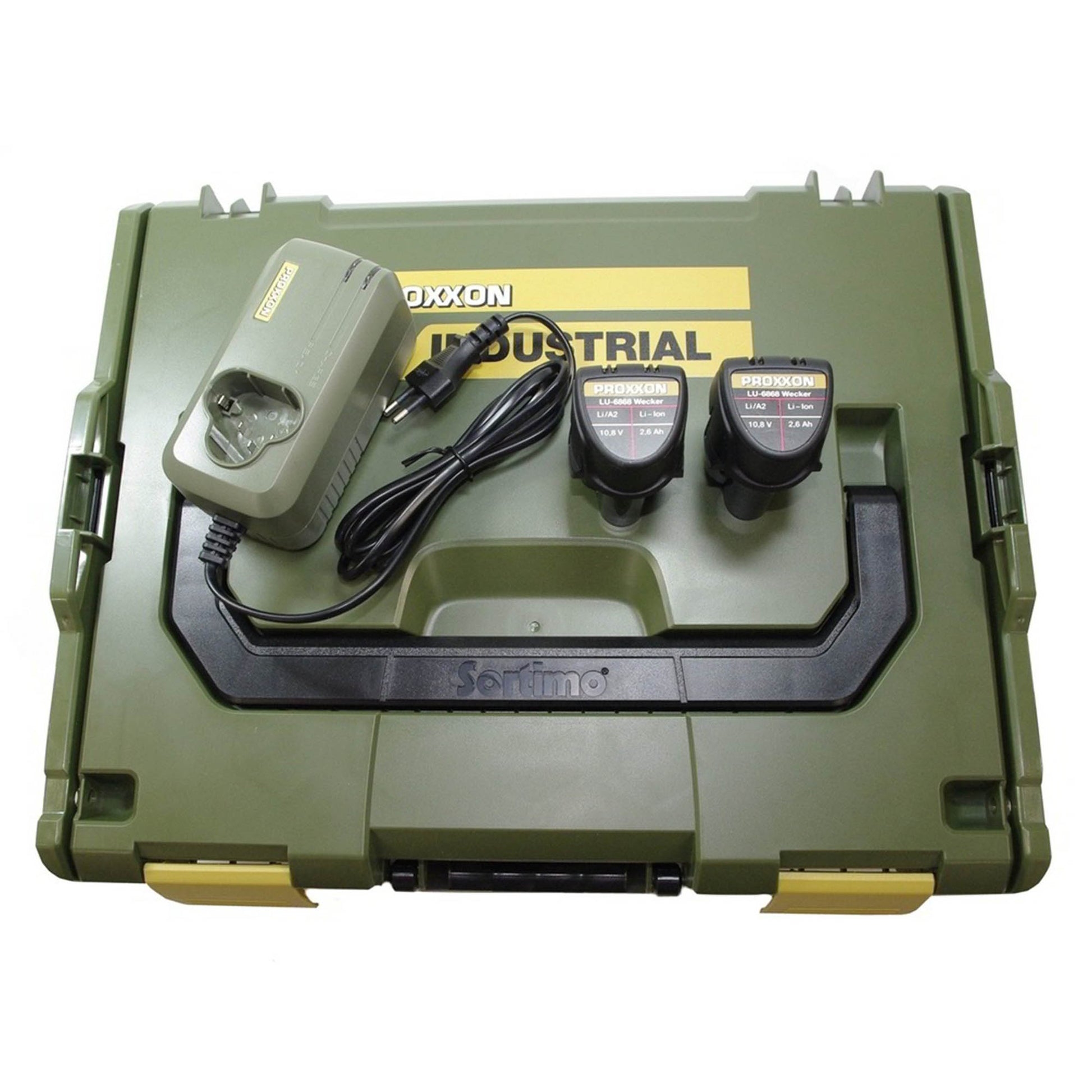 Proxxon Basic Set LBX/A with charger, two Li/A2 batteries and carrying case for cordless tools