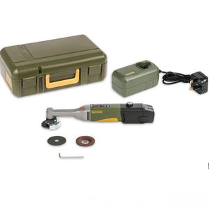 Proxxon cordless long-neck angle grinder LHW/A kit with charger, battery, case and cutting discs