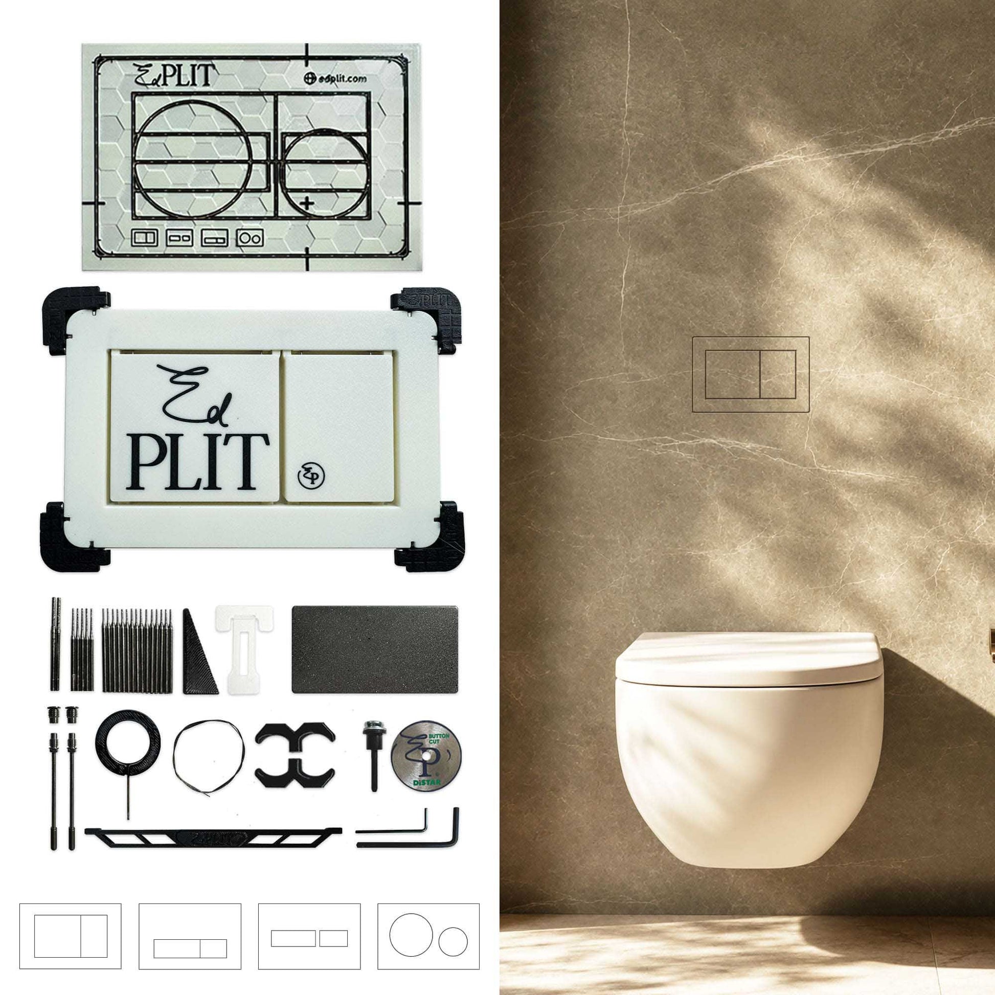 EDPLIT hidden flush plate M1 kit with consumables and installed example